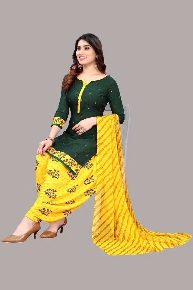 Unstitched Dress Material for Women & Girls (Green)