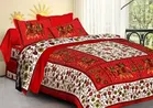 Sanganeri Jaipuri Traditional Printed Double Bed Sheet with 2 Pillow Covers 