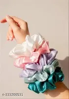 Chine Fabric Scrunchies for Women, Pack of 12 
