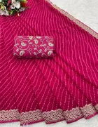 Georgette Solid Saree for Women, Pink 