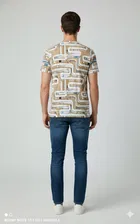 Cotton Blend Printed T-Shirt for Men, Brown 