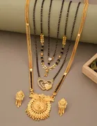 Alloy 4 Pcs Mangalsutra Set with Earrings for Women 