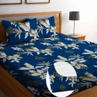 Microfibre Fitted Floal Bedsheet 78x72in Blue