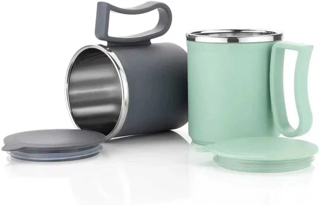 Stainless Steel Coffe Mug, Multicolour, Pack of 2 (300 ML)