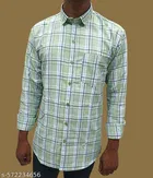 Cotton Blend Checked Shirt for Men, Green 