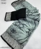 Georgette Printed Saree for Women, Grey 