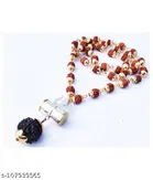Cap Mala with Silver Damru Gold Plated Rudraksha Mala Resin Chain Set for Men 