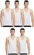 Cotton Solid Vest for Men (White, 80) (Pack of 5)