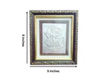 Wooden Shri Radha Krishna Lilver Photo Frame for Puja (Multicolor, 5x5 inches)