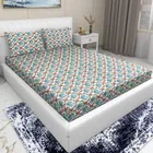 Arch Fab Sky Blue Floral Flat Double Bedsheet 88X90 Inch