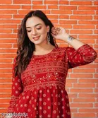 Rayon Printed Anarkali Kurti for Women 