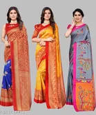 Art Silk Festive Saree for Women, Pack of 3 
