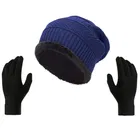 Woolen Solid Cap with Gloves for Men & Women 