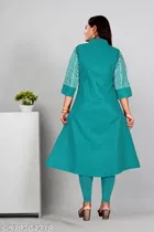 Solid Show Button Cotton Kurti for Women 