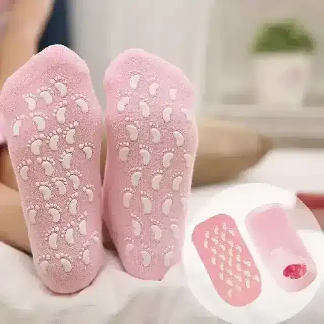 के कुडोस सिलिकॉन जेल मॉइस्चराइजिंग अल्ट्रा-सॉफ्ट स्पा सॉक्स (पिंक) फॉर रिपेयर ड्राई क्रैकड फ़ीट एंड एंकल स्किनकेयर