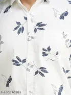 Cotton Printed Shirts for Men, White 