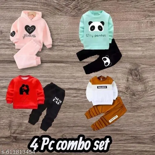 Hosiery Cotton Printed Clothing Set for Kids, Multicolor, Pack of 4 (0-6 Months)