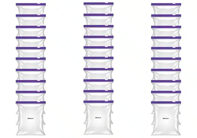 Ziplock Food Storage Pouch for Fridge (Pack of 30, 9x10 Inches) (Purple)