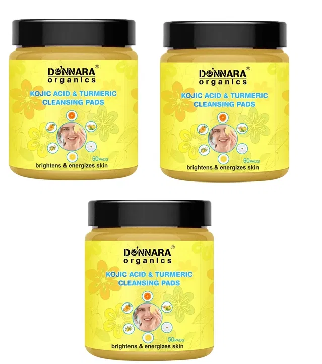 Donnara Organics Turmeric & Kojic Acid 50 Pcs Cleansing Pads (Pack of 3)