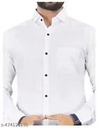 Cotton Blend Solid Shirt for Men, White 
