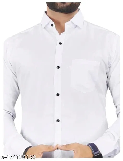 Cotton Blend Solid Shirt for Men, White (XL) Pack of 1