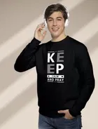 Fleece Printed Sweatshirt for Men (Black, M)
