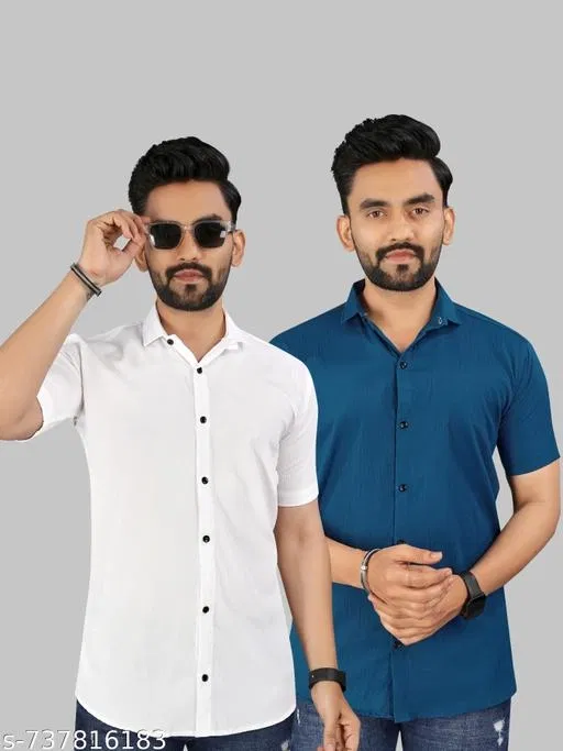 Casual Shirts for Men, Pack of 2 (White, XL)