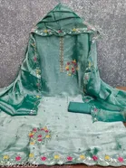 Silk Blend Punjabi/All Over Suits Semi-Stitched Suits for Women 