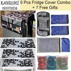 KANUSHI Industries® 1Pc Fridge Cover for Top with 6 Utility Pockets + 1 Handles Covers + 3 Fridge Mats + 7 Gifts 
