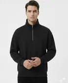 Fleece Solid Sweatshirt for Men, Black 