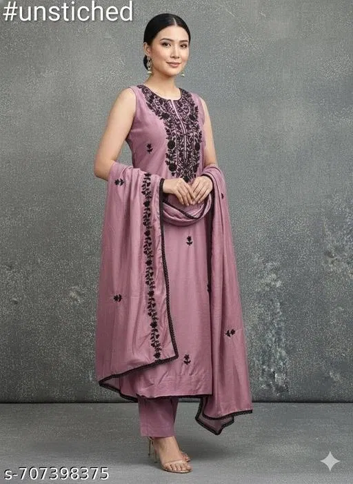 Embroidered Punjabi/All Over Suits Semi-Stitched Suits (Multicolor, 6.65 meter for Women (XXL)