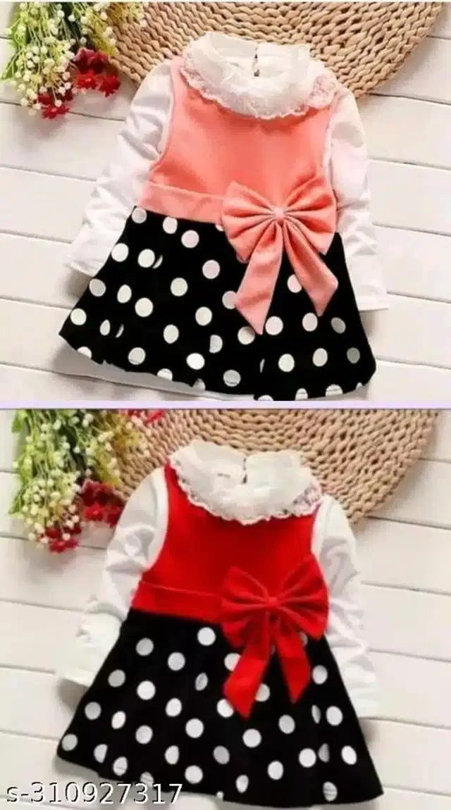 Crepe Full Sleeves Dress for Girls (Multicolor, 9-12 Months) (Set of 2)