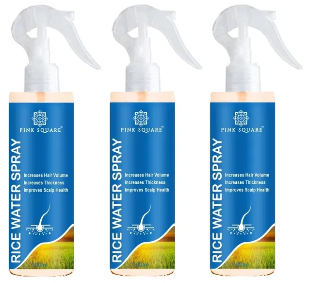 Pink Square Fermented Rice Water Hair Spray (100 ml, Pack of 3)