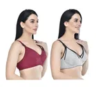 Cotton Blend Solid Non Padded Feeding Bras for Women 