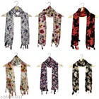 Poly Chiffon Scarves for Women, Multicolor, Pack of 6