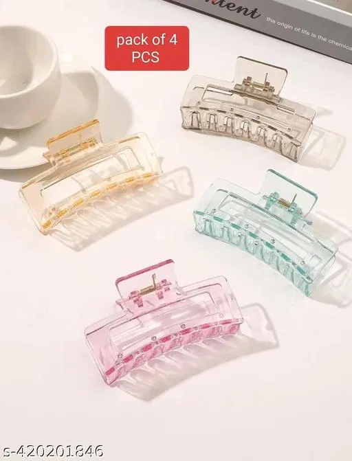 Plastic Hair Clutcher for Women & Girls (Multicolor, Pack of 4)