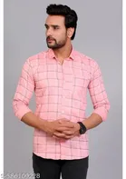 Cotton Blend Checked Shirt for Men, Pink 