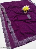 Georgette Saree for Women, Wine 