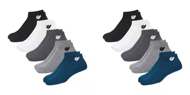 Cotton Ankle Socks for Men (Multicolor, Set of 10)