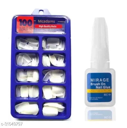 100 Pcs Artificial Nails with Glue (Set of 1)