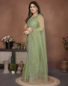 Bollywood Green Organza Net Saree for Women