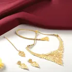 Gold Plated Necklace with Earrings for Women (Gold, Set of 1)