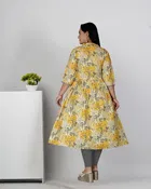 Cotton Silk Printed Kurti for Women, Yellow 