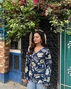 Floral Rayon Kurti with Waist Tie-Ups for Women 