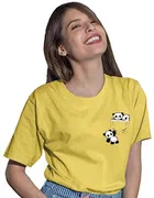 Panda Print Women T-Shirt (Khaki, L)