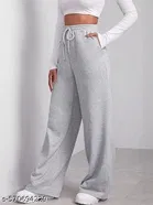 Cotton Blend Solid Trousers for Men, Grey 