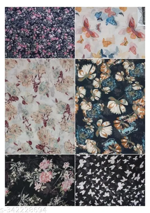 Poly Chiffon Printed Scarves for Women, Multicolor, Pack of 6
