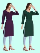 Crepe Solid Kurtis for Women 