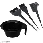 Plastic Hair Dye Bowl with 3 Pcs Brushes (Black, Set of 2)