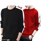 Cotton Blend Solid T-Shirt for Men, Black & Red, Pack of 2 